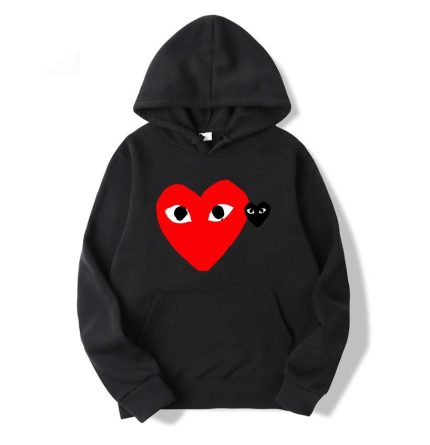 CDG Hoodie Mit Roten Und Grauen Herzen