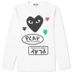 CDG Play Langarm T-Shirt Schwarz Weiß