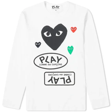CDG Play Langarm T-Shirt Schwarz Weiß