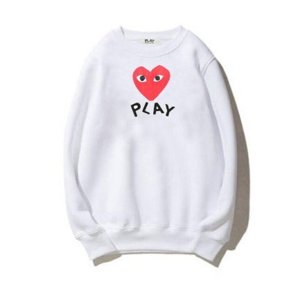 CDG Play Pullover Mit Bedruckt Vorne Und Hinten Weiß