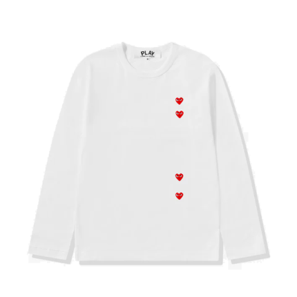 CDG Play Pullover Rote Herzen Weiß