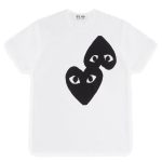 CDG Play T-Shirt Mit Doppeltem Herz Weiß