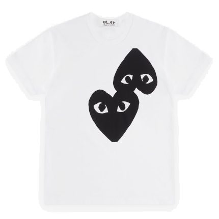 CDG Play T-Shirt Mit Doppeltem Herz Weiß
