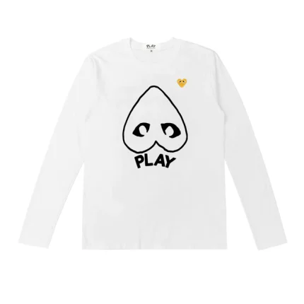 CDG Unisex Pullover Mit Gelbem Herz Weiß