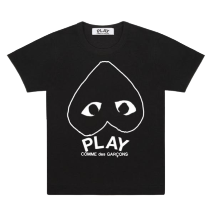 Play T-Shirt Schwarz Mit Weißem Herzrand